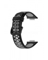 Newface Huawei Watch Fit 2 Spor Delikli Kordon - Siyah-Gri