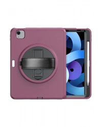 Newface iPad 2022 10.9 (10.nesil) Kılıf Hand Strap Tablet Kılıfı - Mürdüm