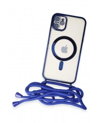 Newface iPhone 11 Kılıf Divo Lazer Askılı Magsafe Kapak - Mavi