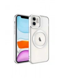 Newface iPhone 11 Kılıf Kross Magneticsafe Kapak - Gümüş