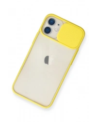 Newface iPhone 11 Kılıf Palm Buzlu Kamera Sürgülü Silikon - Sarı