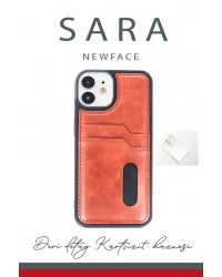 Newface iPhone 11 Kılıf Sara Kartvizitli Deri Kılıf - Siyah
