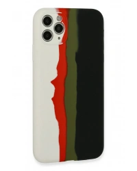 Newface iPhone 11 Pro Kılıf Ebruli Lansman Silikon - Beyaz-Siyah