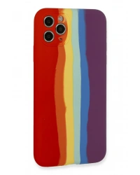 Newface iPhone 11 Pro Kılıf Ebruli Lansman Silikon - Kırmızı-Mor