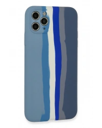 Newface iPhone 11 Pro Kılıf Ebruli Lansman Silikon - Mavi-Gri