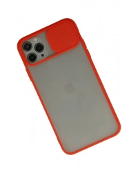 Newface iPhone 11 Pro Kılıf Palm Buzlu Kamera Sürgülü Silikon - Kırmızı