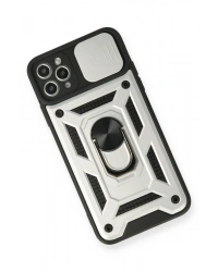 Newface iPhone 11 Pro Kılıf Pars Lens Yüzüklü Silikon - Gümüş