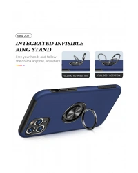 Newface iPhone 11 Pro Max Kılıf Elit Yüzüklü Kapak - Lacivert