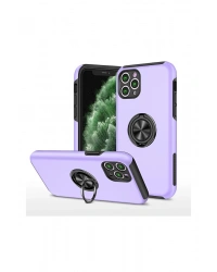 Newface iPhone 11 Pro Max Kılıf Elit Yüzüklü Kapak - Mor