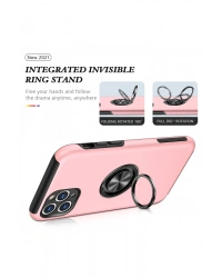 Newface iPhone 11 Pro Max Kılıf Elit Yüzüklü Kapak - Pembe