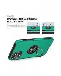 Newface iPhone 11 Pro Max Kılıf Elit Yüzüklü Kapak - Yeşil