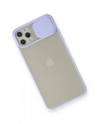 Newface iPhone 11 Pro Max Kılıf Palm Buzlu Kamera Sürgülü Silikon - Lila