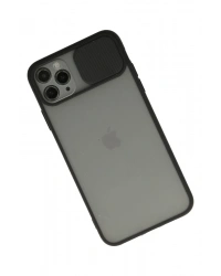 Newface iPhone 11 Pro Max Kılıf Palm Buzlu Kamera Sürgülü Silikon - Siyah