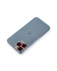 Newface iPhone 11 Pro Metal Kamera Lens Koruma Cam - Kırmızı