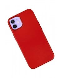 Newface iPhone 12 Kılıf Asya Deri Silikon - Kırmızı