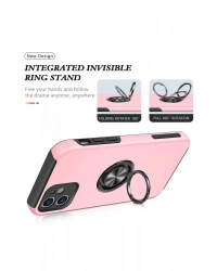 Newface iPhone 12 Kılıf Elit Yüzüklü Kapak - Pembe