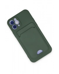 Newface iPhone 12 Kılıf Kelvin Kartvizitli Silikon - Koyu Yeşil