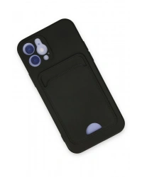 Newface iPhone 12 Kılıf Kelvin Kartvizitli Silikon - Siyah