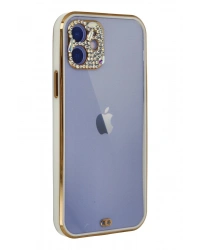 Newface iPhone 12 Kılıf Liva Taşlı Silikon - Beyaz