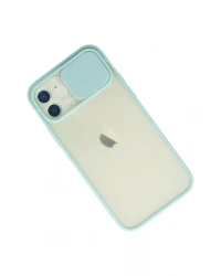 Newface iPhone 12 Kılıf Palm Buzlu Kamera Sürgülü Silikon - Turkuaz