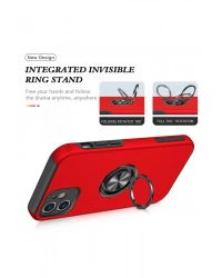 Newface iPhone 12 Mini Kılıf Elit Yüzüklü Kapak - Kırmızı