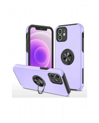 Newface iPhone 12 Mini Kılıf Elit Yüzüklü Kapak - Mor