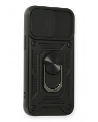 Newface iPhone 12 Mini Kılıf Pars Lens Yüzüklü Silikon - Siyah