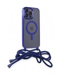 Newface iPhone 12 Pro Kılıf Divo Lazer Askılı Magsafe Kapak - Mavi