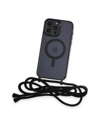 Newface iPhone 12 Pro Kılıf Divo Lazer Askılı Magsafe Kapak - Siyah