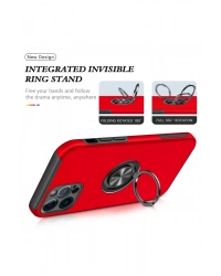 Newface iPhone 12 Pro Kılıf Elit Yüzüklü Kapak - Kırmızı