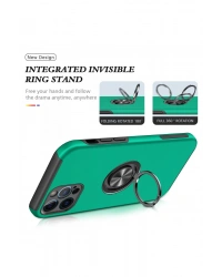 Newface iPhone 12 Pro Kılıf Elit Yüzüklü Kapak - Yeşil