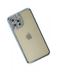 Newface iPhone 12 Pro Kılıf Joke Taşlı Silikon - Mavi