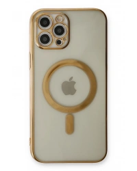 Newface iPhone 12 Pro Kılıf Magneticsafe Lazer Silikon - Gold