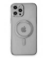 Newface iPhone 12 Pro Kılıf Magneticsafe Lazer Silikon - Gümüş