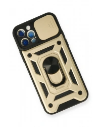 Newface iPhone 12 Pro Kılıf Pars Lens Yüzüklü Silikon - Gold