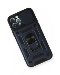 Newface iPhone 12 Pro Kılıf Pars Lens Yüzüklü Silikon - Lacivert
