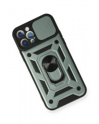 Newface iPhone 12 Pro Kılıf Pars Lens Yüzüklü Silikon - Yeşil