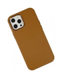 Newface iPhone 12 Pro Max Kılıf Asya Deri Silikon - Kahverengi