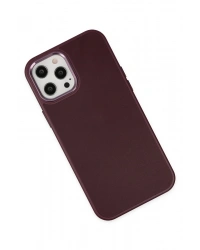 Newface iPhone 12 Pro Max Kılıf Asya Deri Silikon - Mürdüm