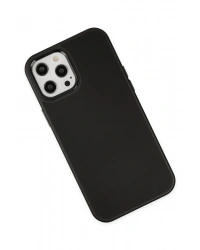 Newface iPhone 12 Pro Max Kılıf Asya Deri Silikon - Siyah