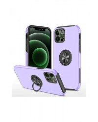 Newface iPhone 12 Pro Max Kılıf Elit Yüzüklü Kapak - Mor