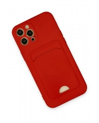 Newface iPhone 12 Pro Max Kılıf Kelvin Kartvizitli Silikon - Kırmızı