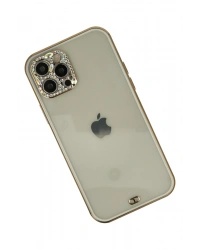 Newface iPhone 12 Pro Max Kılıf Liva Taşlı Silikon - Beyaz