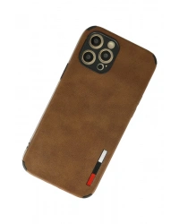 Newface iPhone 12 Pro Max Kılıf Loop Deri Silikon - Kahverengi