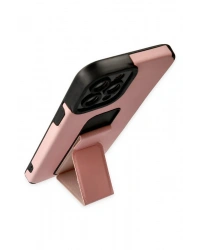 Newface iPhone 12 Pro Max Kılıf Mega Standlı Silikon - Pudra