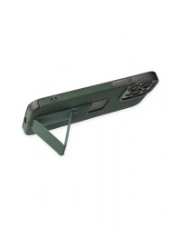 Newface iPhone 12 Pro Max Kılıf Mega Standlı Silikon - Yeşil