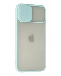 Newface iPhone 12 Pro Max Kılıf Palm Buzlu Kamera Sürgülü Silikon - Turkuaz