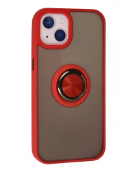 Newface iPhone 13 Kılıf Montreal Yüzüklü Silikon Kapak - Kırmızı