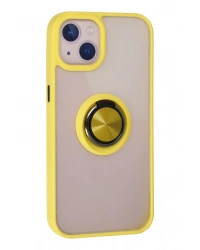 Newface iPhone 13 Kılıf Montreal Yüzüklü Silikon Kapak - Sarı