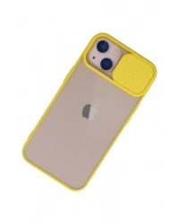 Newface iPhone 13 Kılıf Palm Buzlu Kamera Sürgülü Silikon - Sarı